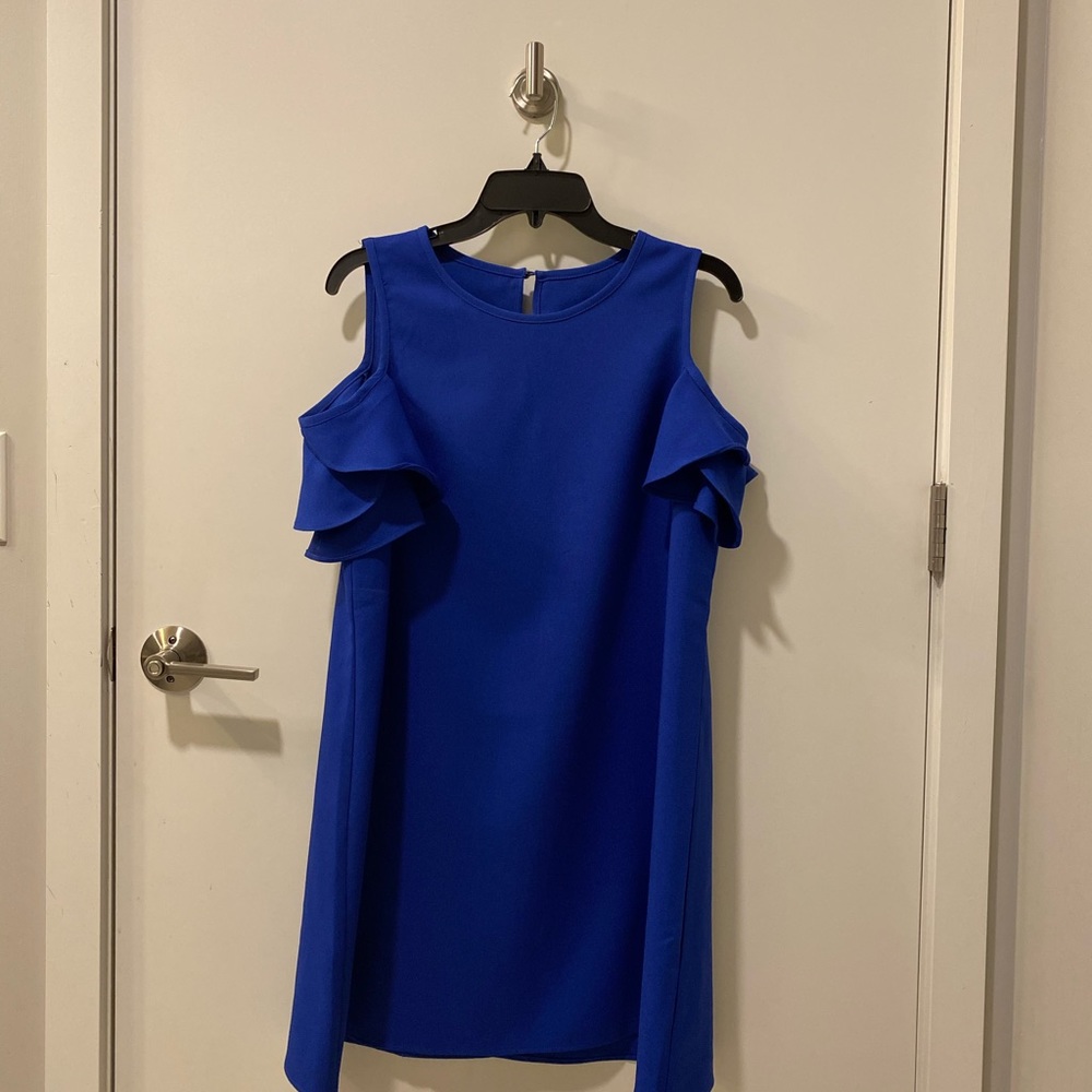 Pretty blue cold shoulder dress